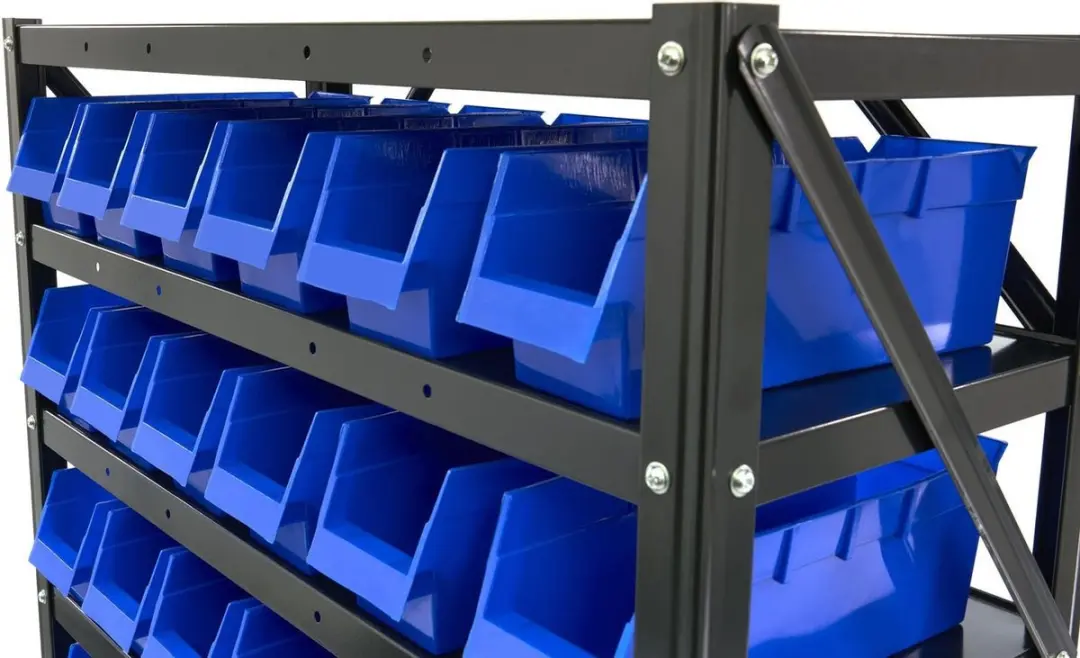 HBM Machines 10142 Bakkenkast - 8 Legplanken - 60 Opbergbakken Zwart/Blauw - afbeelding 3 van 6