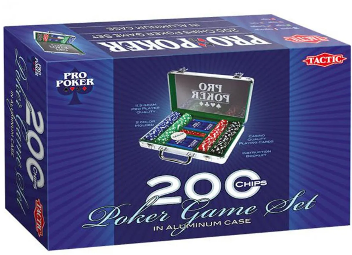 Tactic Pro Poker Set 200 Chips - Aluminium Koffer - Inclusief Kaarten/Dobbelstenen