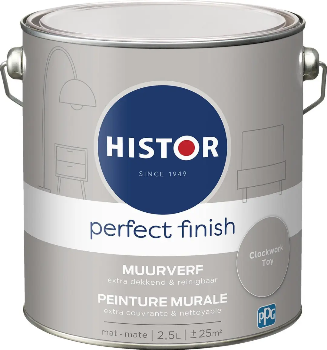 Histor Perfect Finish Muurverf Mat 2.5L - Grijs Clockwork Toy