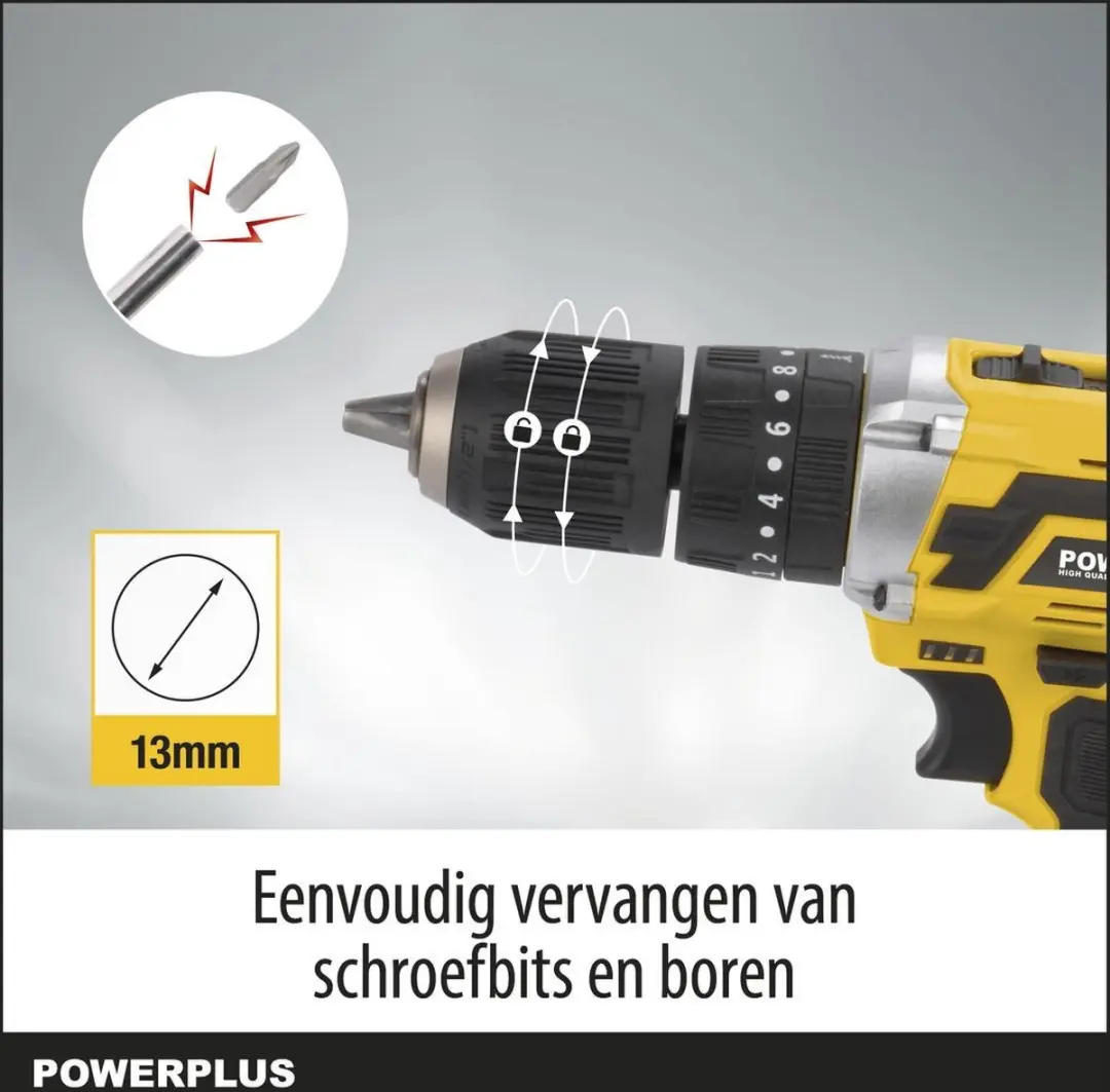 Powerplus POWX00840 Accu Klopboormachine 20V - 40Nm - 2x 2.0Ah