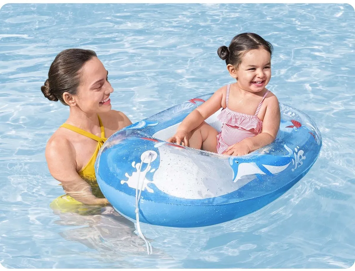 Bestway Dolfijnenstrand Zwemvlot 34037 - 102x69cm - Wit/Blauw