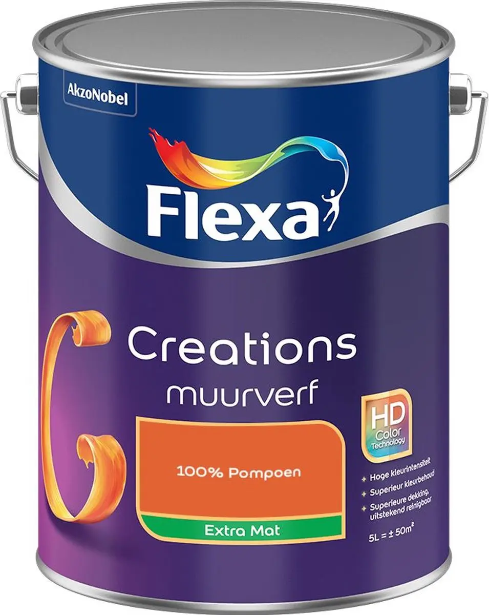 Flexa Creations Muurverf Extra Mat 100% Pompoen - 5L