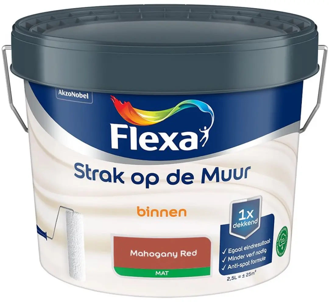 Flexa Strak Op De Muur Binnen Mat Mahogany Red Mengverf 2,5L