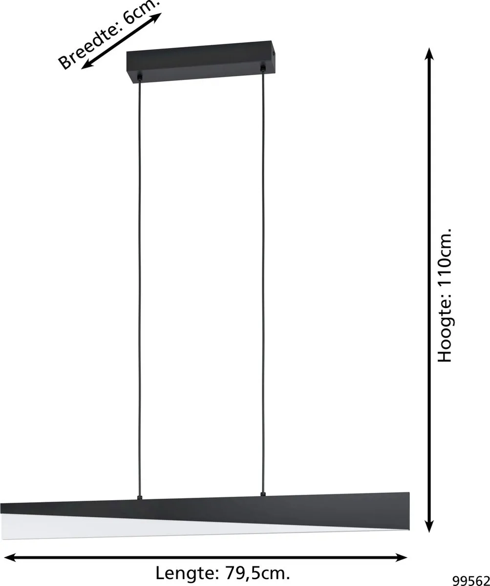 Eglo Isidro Hanglamp LED 79,5cm - Zwart - Dimbaar - afbeelding 6 van 6