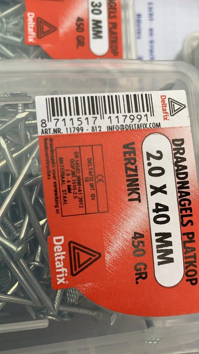 Deltafix Draadnagel Platkop Verzinkt 2.0x40mm