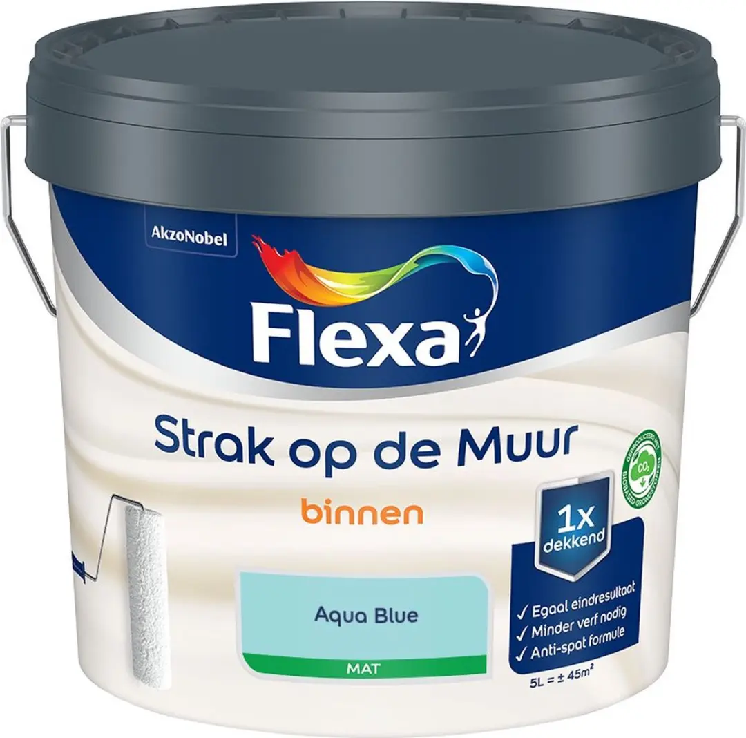 Flexa Strak Op De Muur Binnen Mat Aqua Blue Mengverf 5L