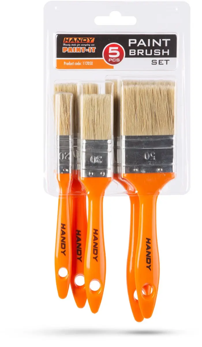 Handy Platte Verfkwast Set 20-60mm - 5 Stuks - Oranje