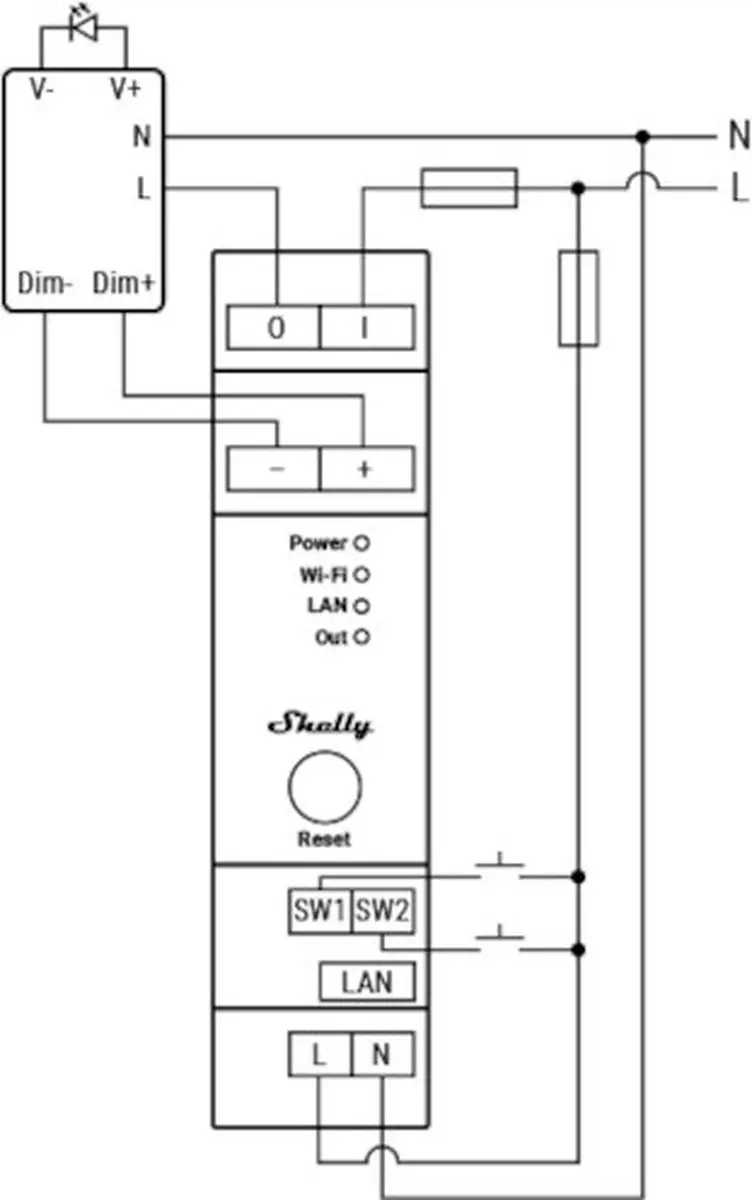 Shelly Pro Dimmer 0/1-10V PM - Blauw - afbeelding 6 van 6