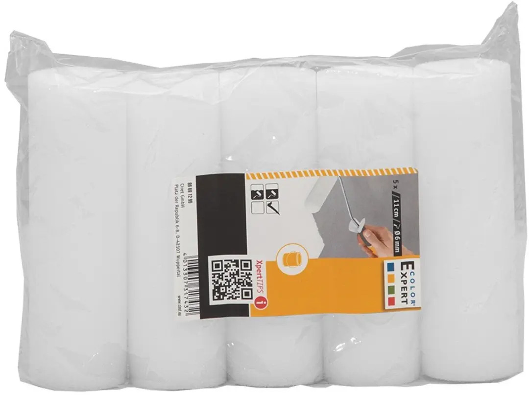Color Expert Wegwerp Schuimroller 5x11cm - 5 Stuks - Wit