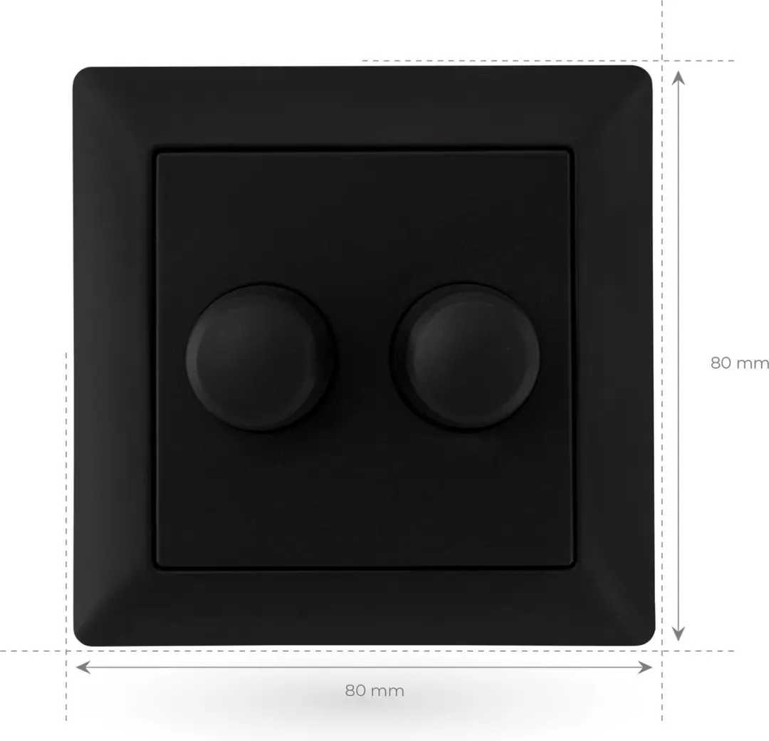 Ledvion LED Duo Dimmer Afdekplaat - Zwart