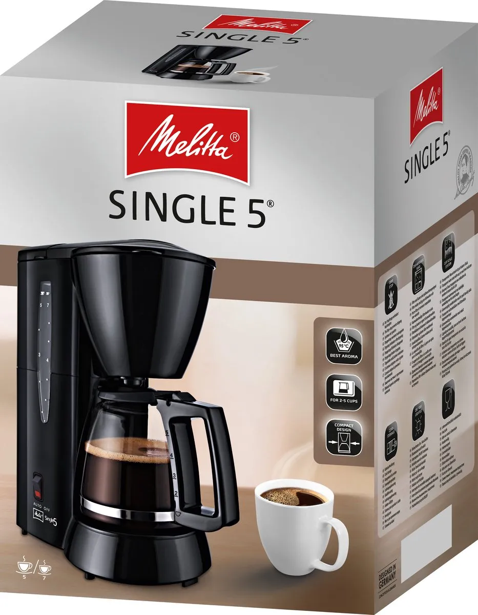 Melitta Single 5 Koffiezetapparaat 5 Koppen - 650W - Zwart
