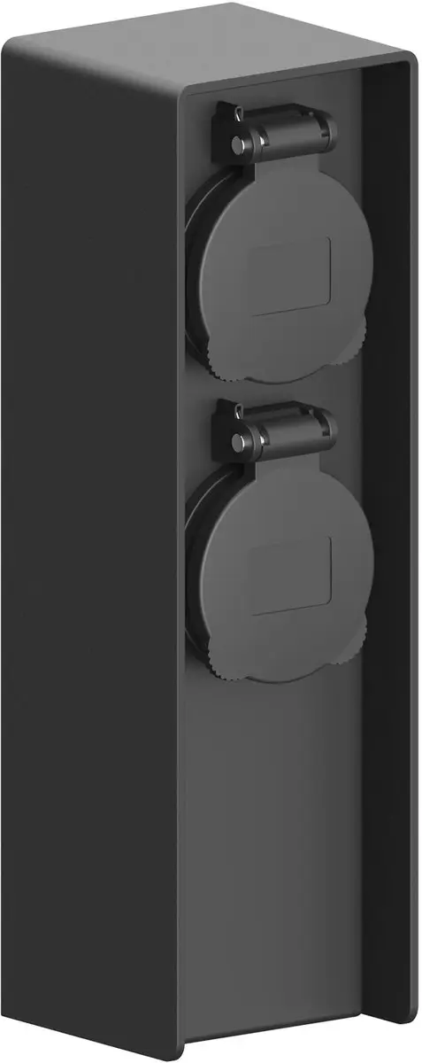 LEDVION Buitenstopcontact Paal 2x Waterdicht IP44 - Zwart