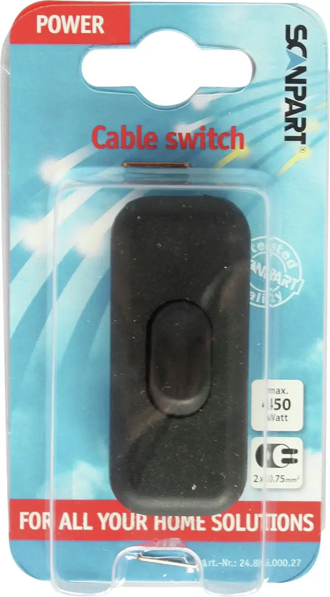 Scanpart Snoerschakelaar 2-polig 0.75mm² - Zwart