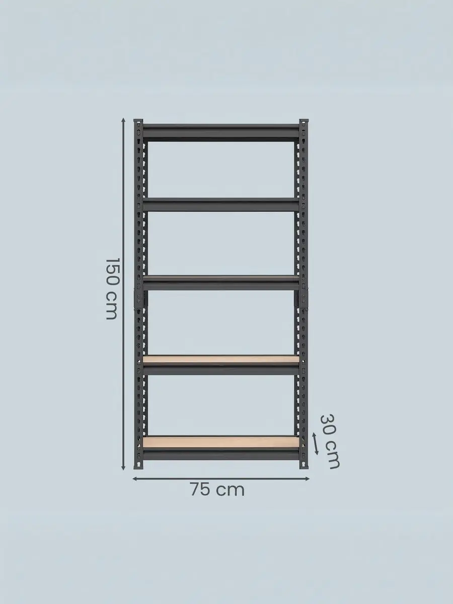 Songmics Stellingkast 5 Lagen - 175 kg per plank - Zwart