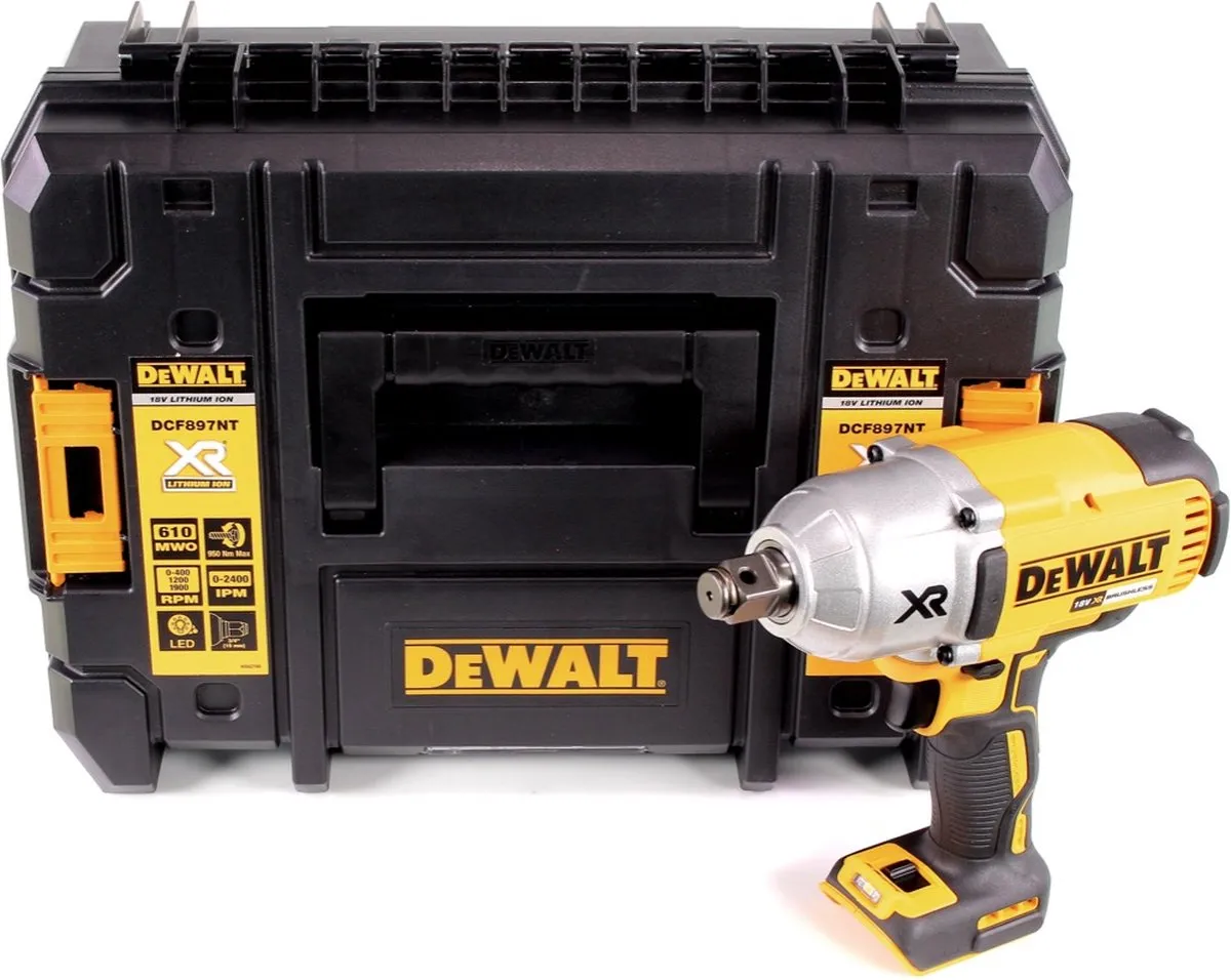 DeWALT DCF897NT Accu slagmoersleutel 950Nm 3/4 frictiering 18V XR Basic Body in TSTAK