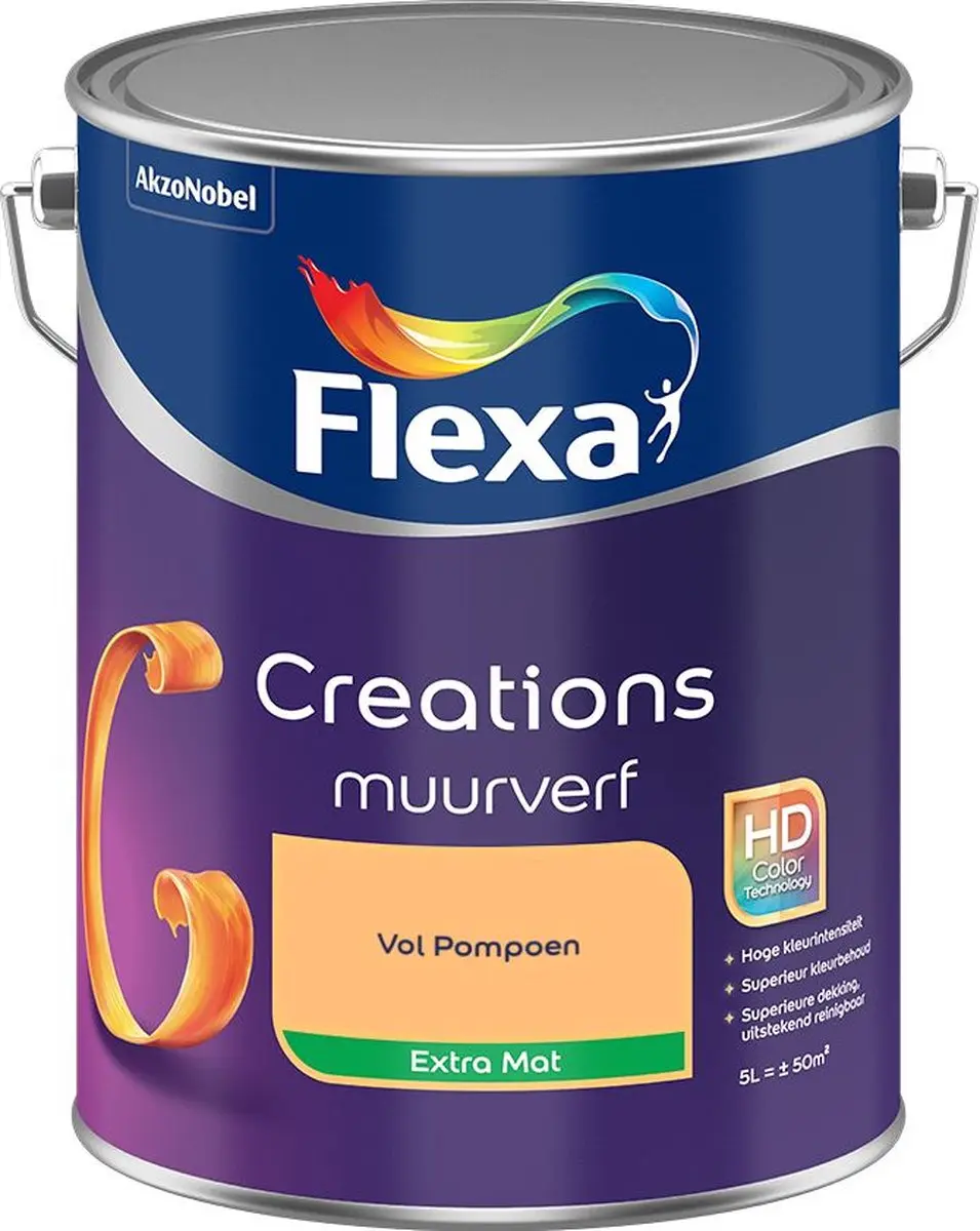 Flexa Creations Muurverf Extra Mat Vol Pompoen 5L
