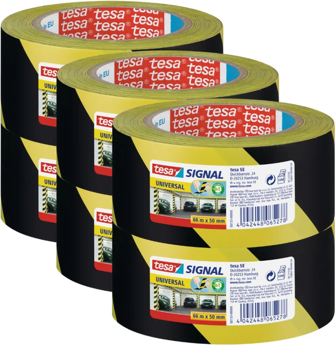Tesa Signal Universal Waarschuwingslint Geel/Zwart 66m x 50mm