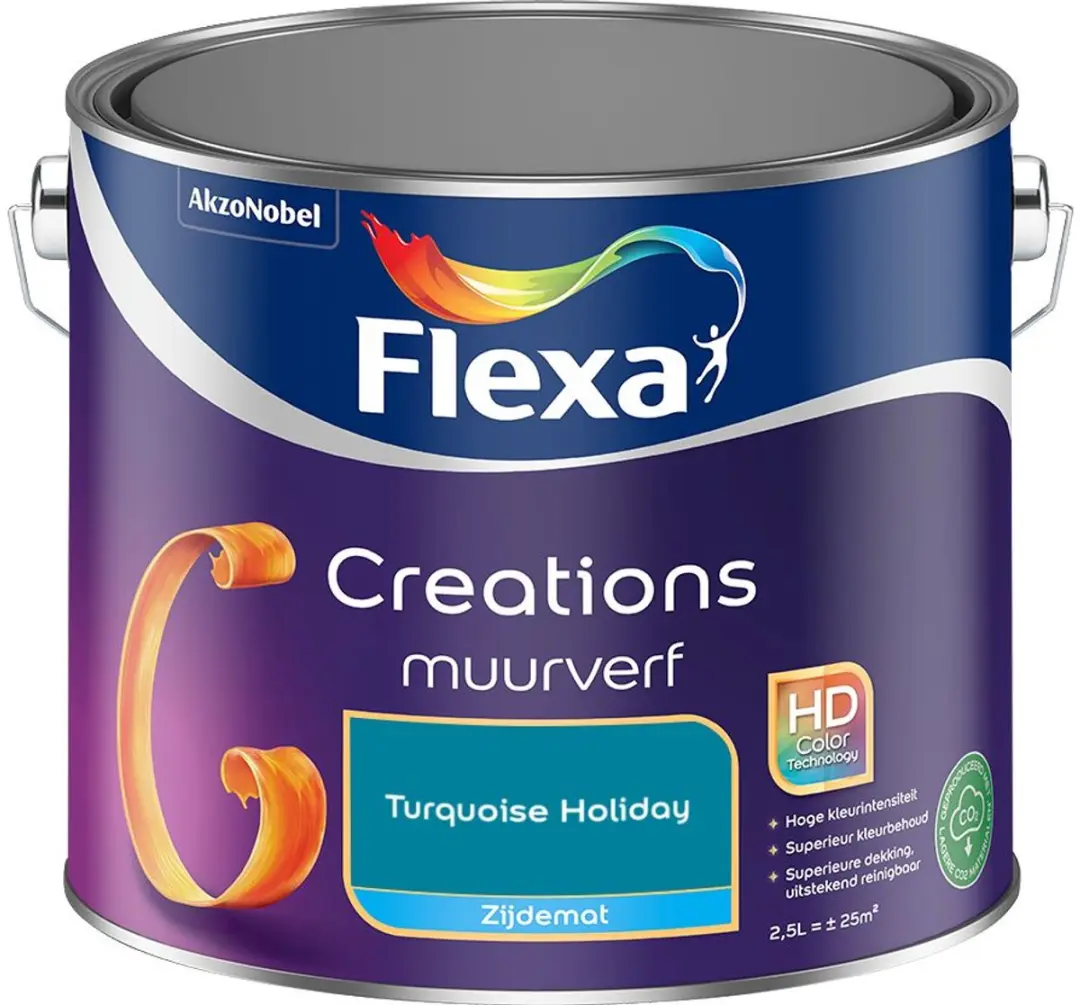 Flexa Creations Muurverf Zijdemat Turquoise Holiday 2,5L