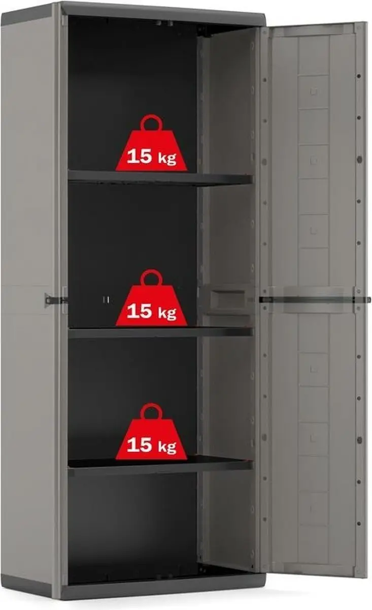 Keter Jolly Hoge Kast 68x39x166cm - 3 Planken - Donker Grijs