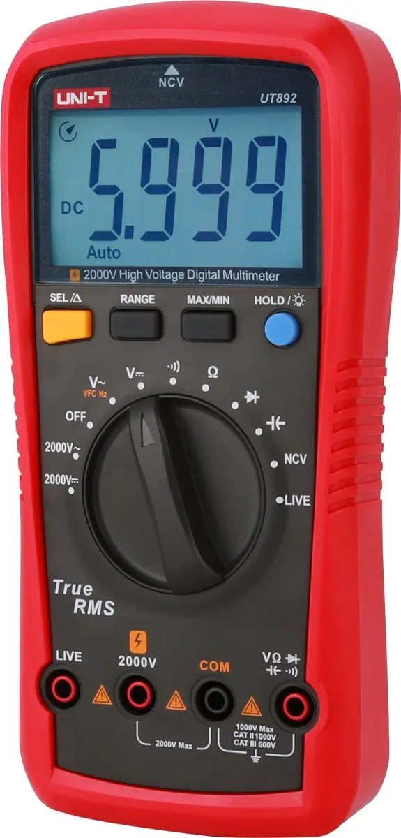 UNI-T UT892 Multimeter - True RMS - 2000V - Rood/Zwart