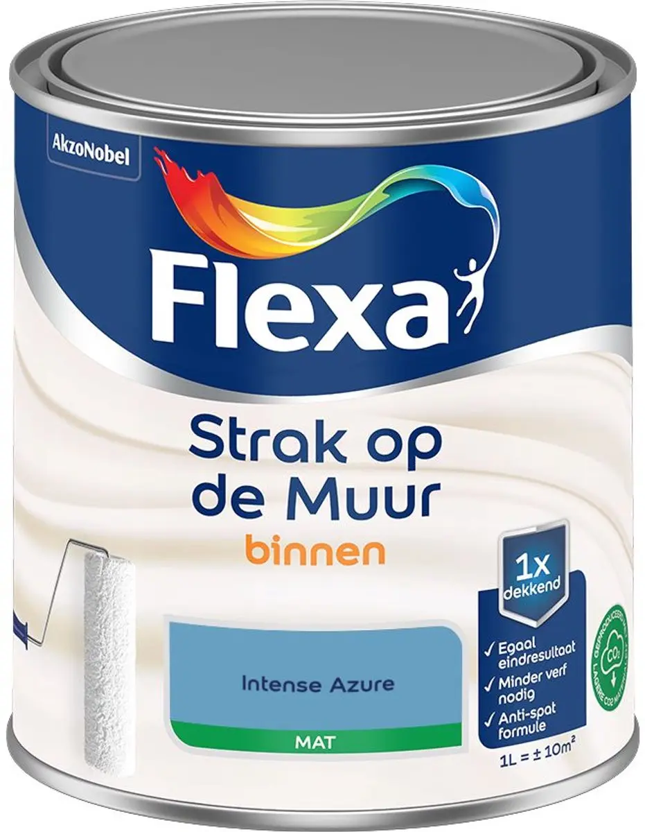 Flexa Strak Op De Muur Binnenmat Intense Azure Mengverf 1L