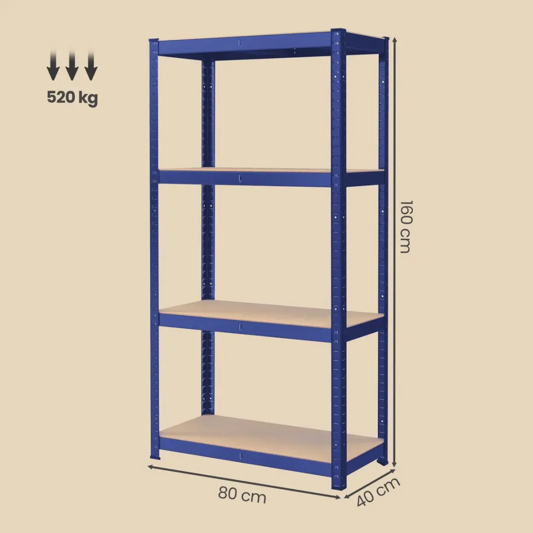 Songmics Stellingkast Blauw - 4 Niveaus - 520 kg