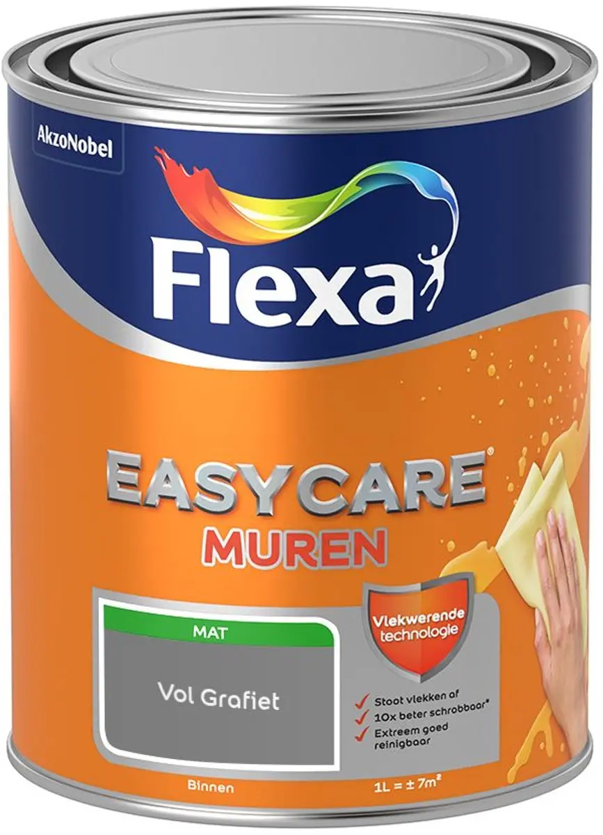 Flexa Easycare Murenverf Vol Grafiet 1L