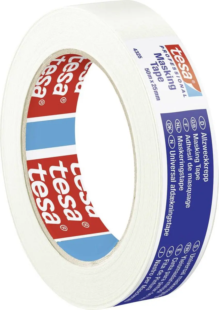 Tesa 4325 Crêpe Afplaktape 25mm - Beige