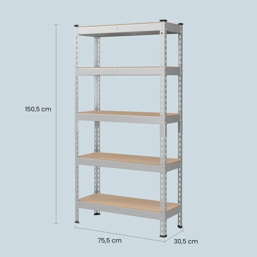 Songmics Stellingkast 5 Lagen - Max 875 kg - Zilver