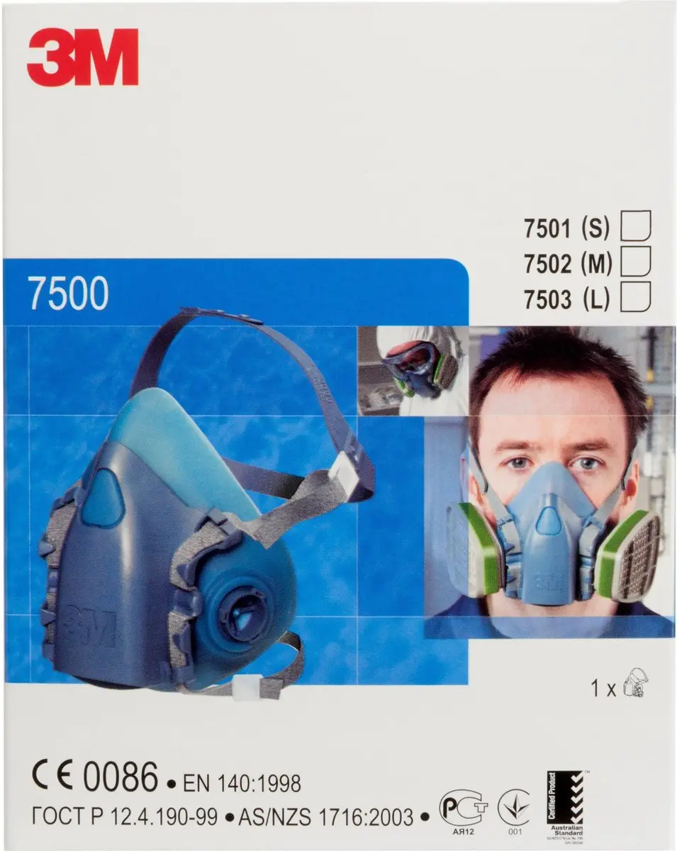 3M 7502 Halfgelaatsmasker - Siliconen - Grijs/Blauw
