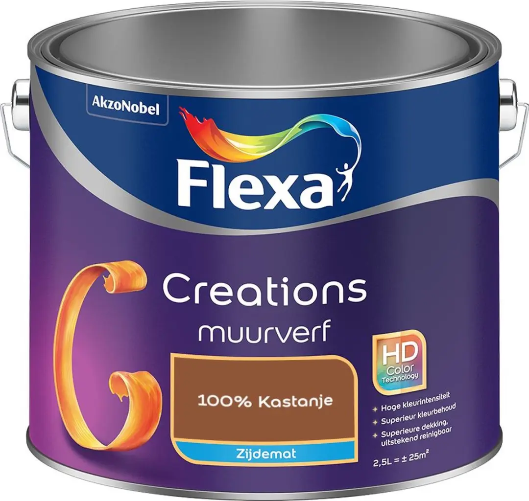 Flexa Creations Muurverf Zijdemat 100% Kastanje 2,5L