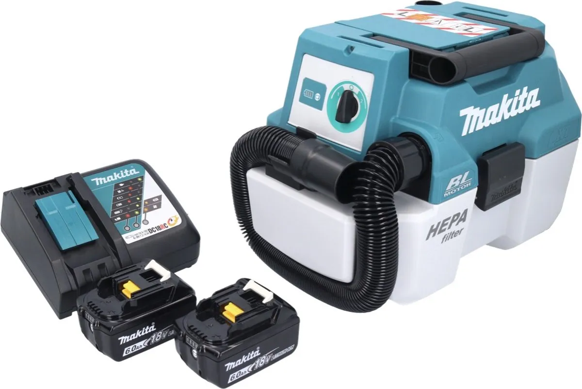 Makita DVC750LZ Accustofzuiger LXT 18V - 67 mbar - 7,5L - Groen