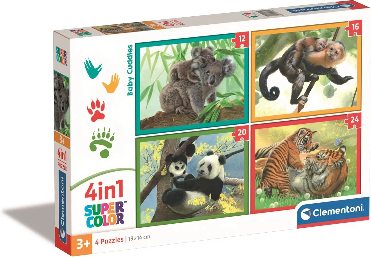 Clementoni Baby Dieren Kinderpuzzel 4-in-1 72 Stuks