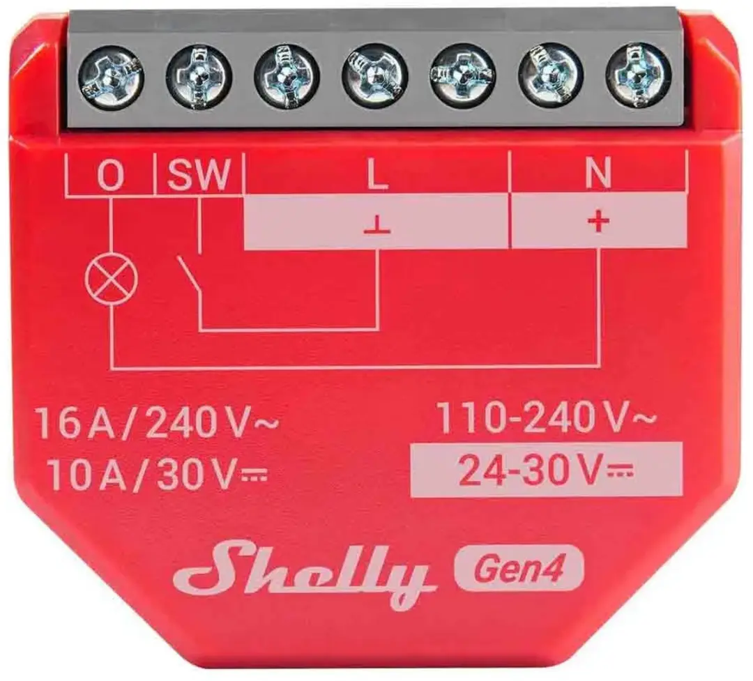 Shelly 1PM Gen4 S4SW-001P16EU Module - Rood