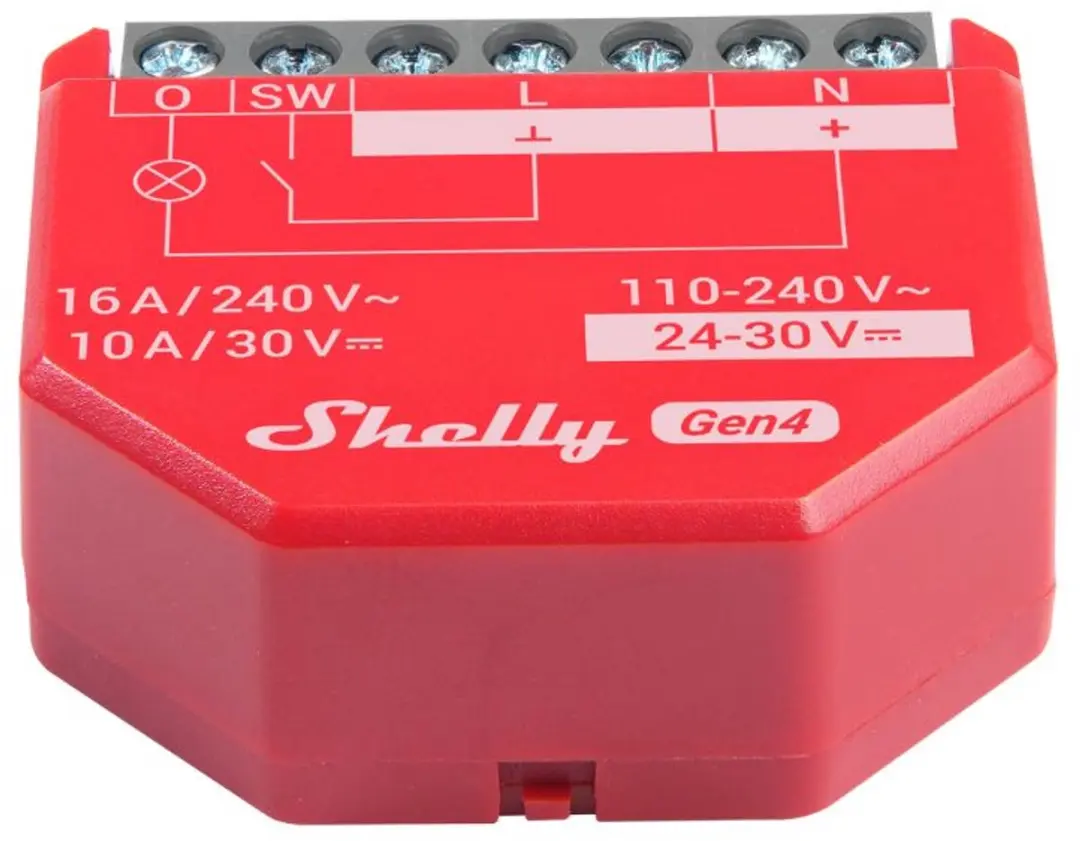 Shelly 1PM Gen4 S4SW-001P16EU Module - Rood