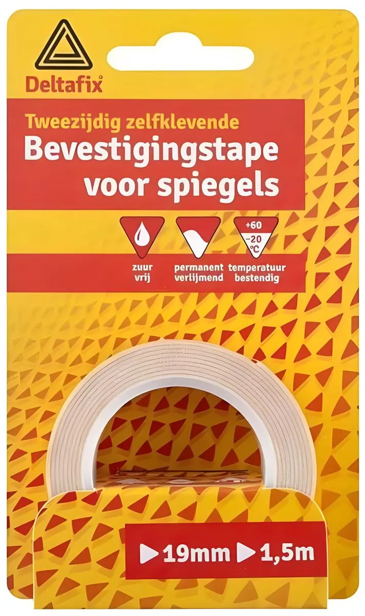 Deltafix Tweezijdige Spiegeltape 19mm x 1,5m - Wit