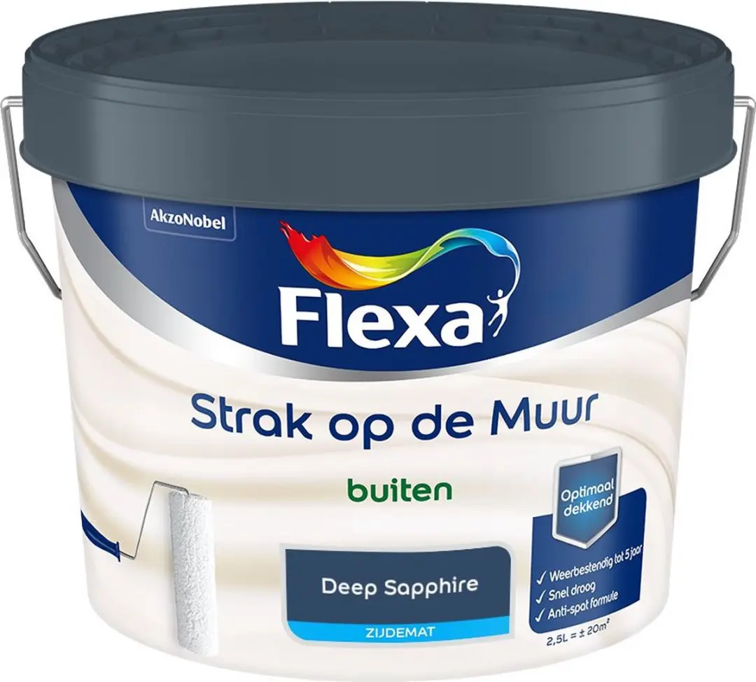 Flexa Strak Op De Muur Mengverf Deep Sapphire 2,5L