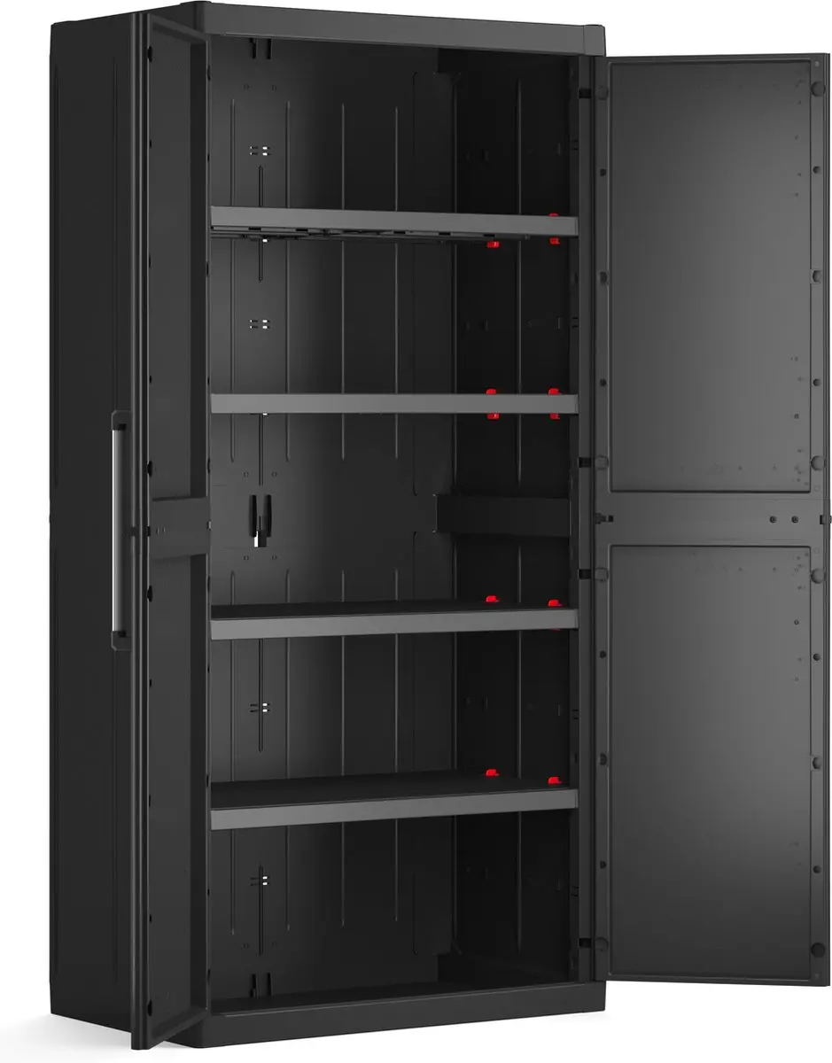 Keter Detroit XL Hoge Kast 89x54x182cm - Zwart - afbeelding 6 van 6
