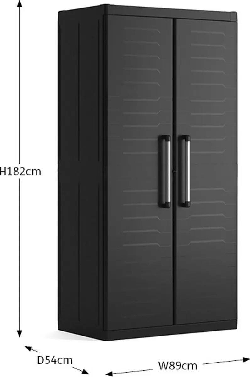 Keter Detroit XL Hoge Kast 89x54x182cm - Zwart