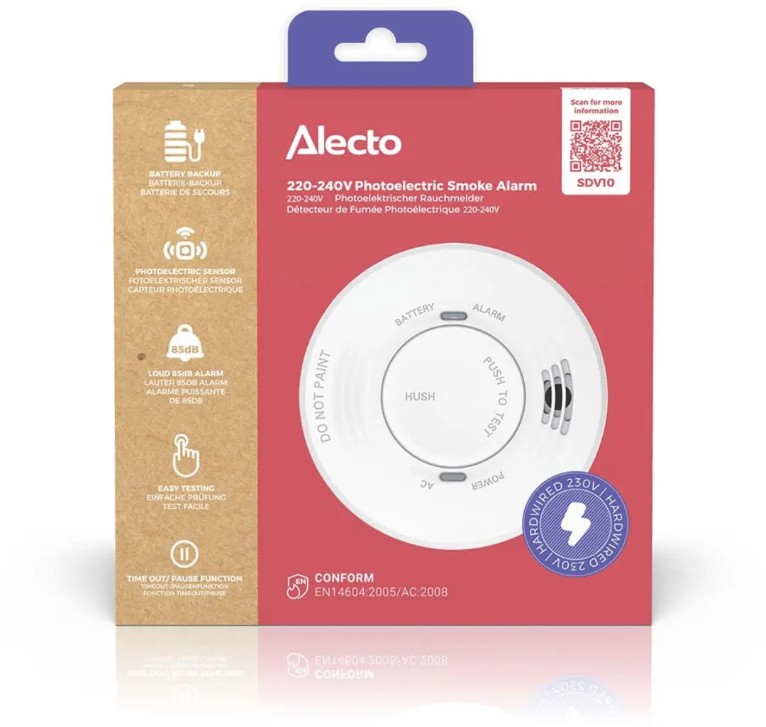 Alecto SDV10 Rookmelder 230V - Wit - afbeelding 6 van 6