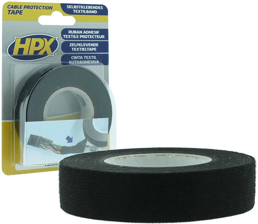 HPX Kabelbeschermingstape 19mm x 10m - Zwart