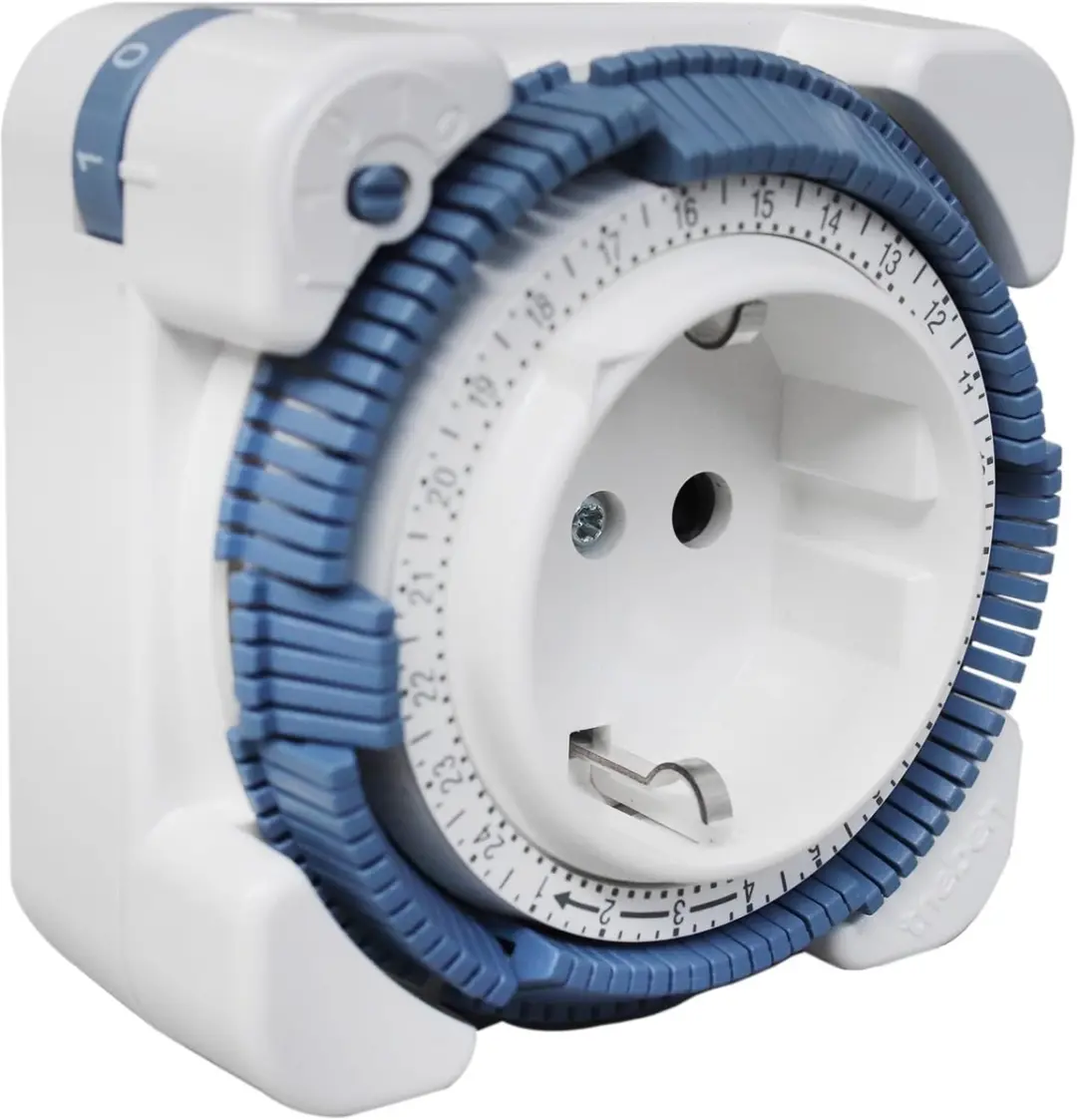 Theben 0260833 Analoge Stekkerklok 400W - Blauw/Wit