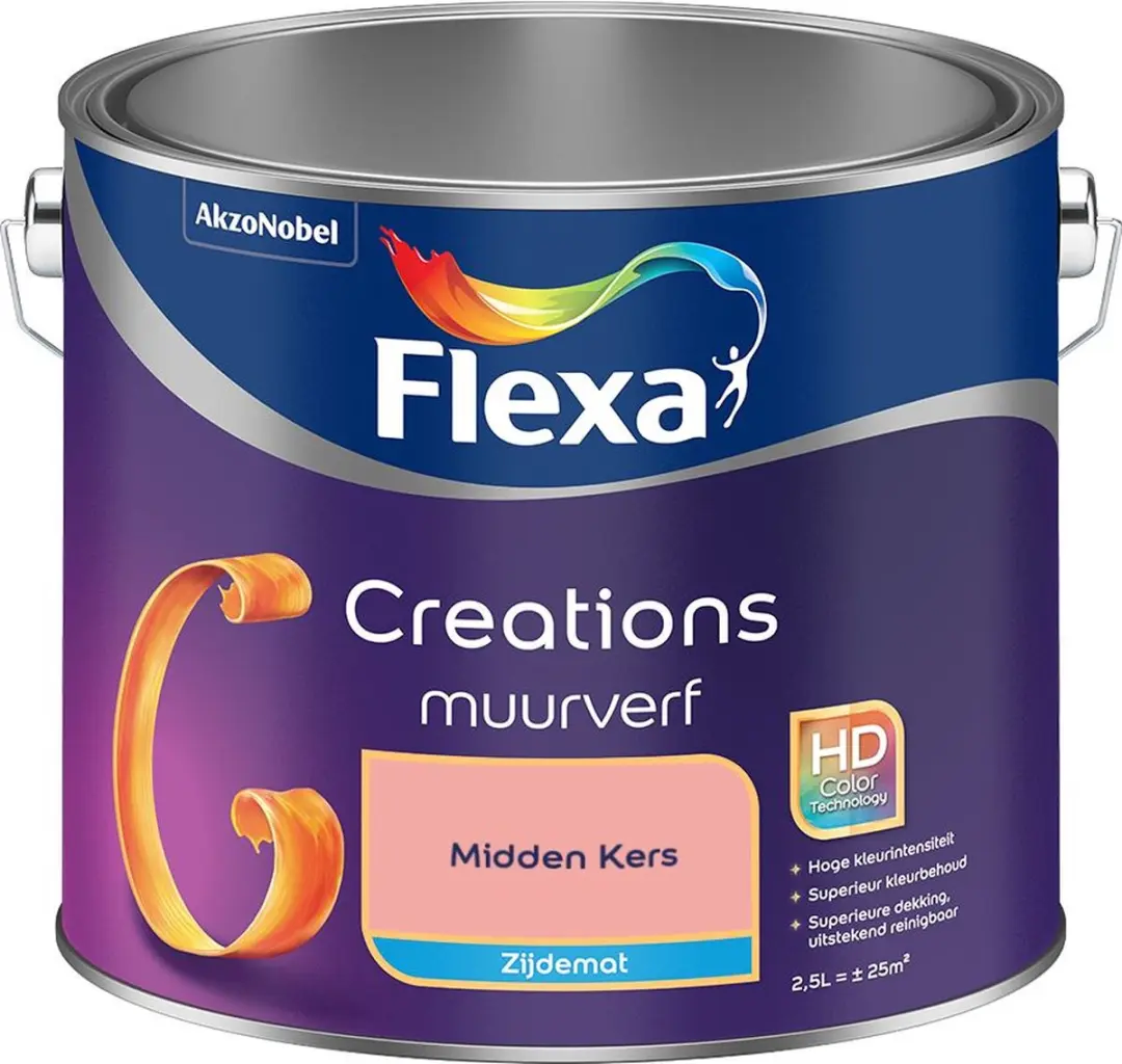 Flexa Creations Muurverf Zijdemat Midden Kers 2,5L