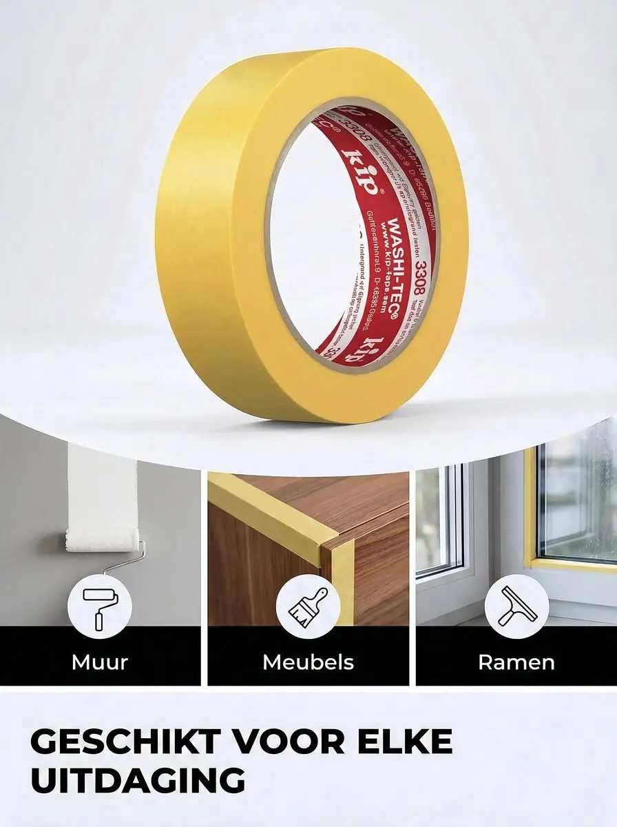 Kip 3308 Washi Tape Geel 48mm
