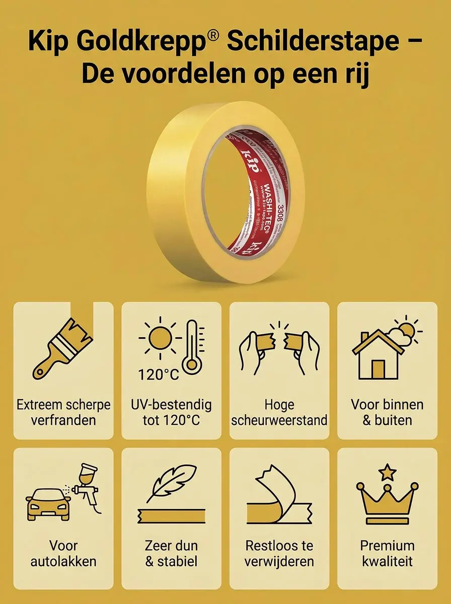 Kip 3308 Washi Tape Geel 48mm