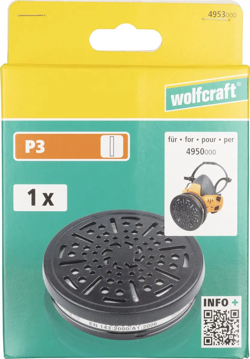 Wolfcraft Halfgelaatsmasker P3 Filter