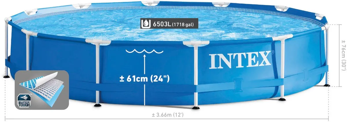 Intex Metal Frame Opzetzwembad Ø366cm - 6503L - Blauw