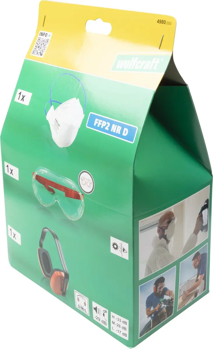 Wolfcraft Veiligheidsbril Set 4980000 - Rood - 3-delig