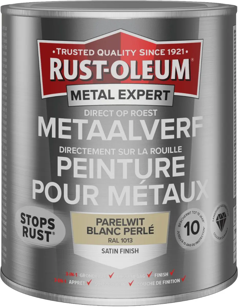 Rust-Oleum Metal Expert Direct Op Roest Metaalverf 750ml - RAL 1013 Wit