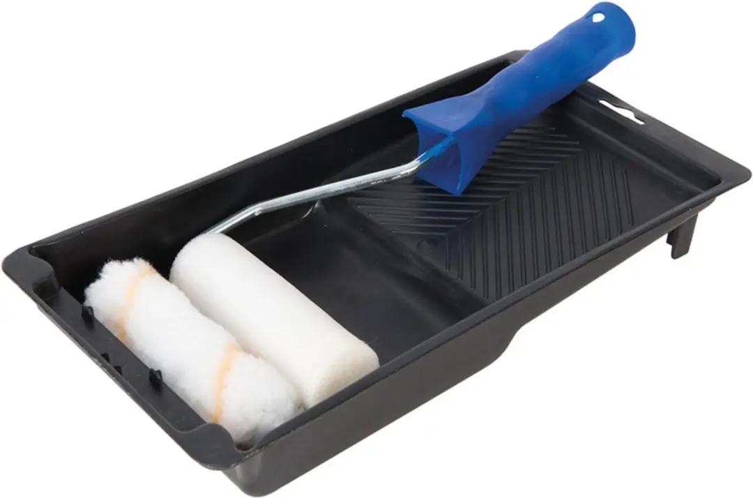 Silverline Mini Roller & Tray Set 100mm - 4 Stuks - Zwart